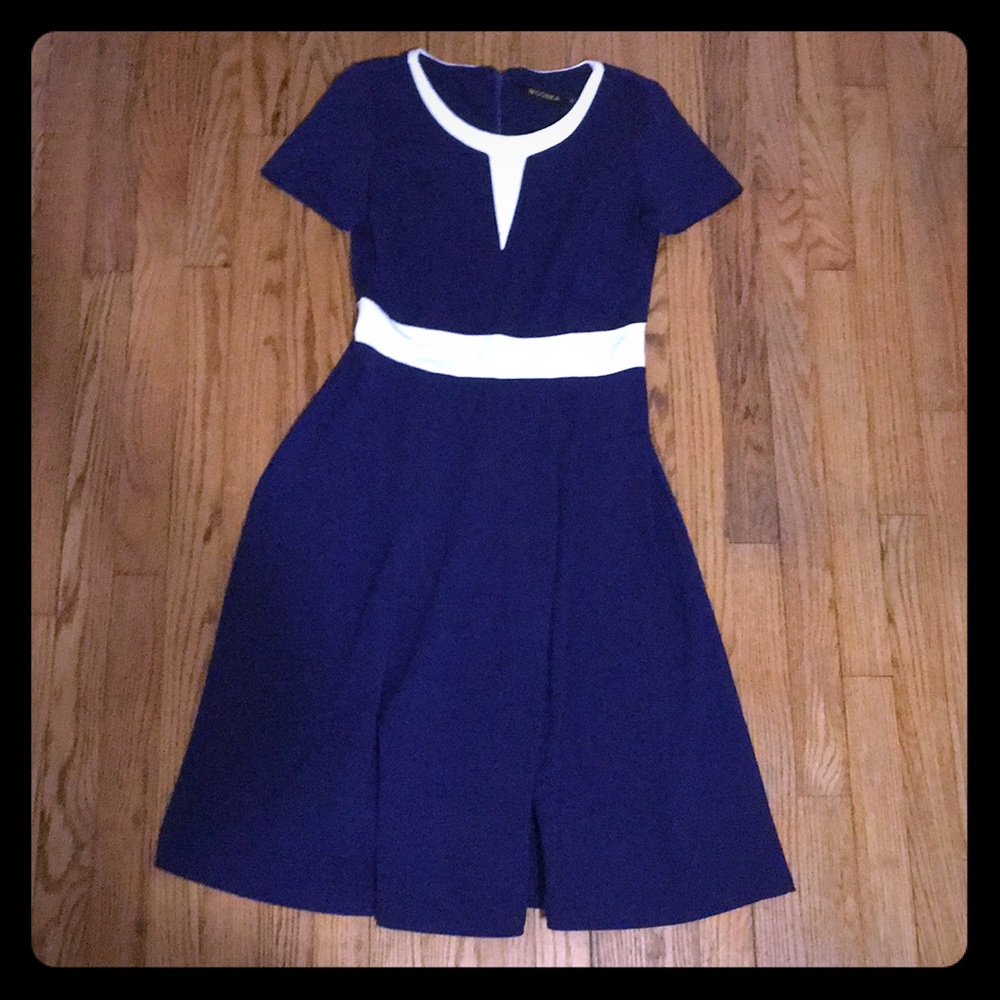 Fabric material blue dress , vintage look